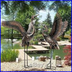 Metal Heron Crane Statue Sculpture Garden Patio Porch Yard Lawn Art Accent Lawn