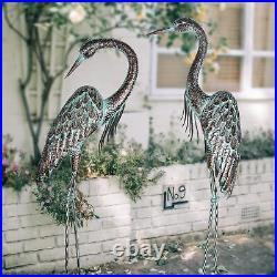 Metal Heron Statue Sculpture Garden Bird Yard Art Decor Lawn Crane Outdoor Patio