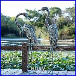 Metal Heron Statue Sculpture Garden Bird Yard Art Decor Lawn Outdoor Patio Set