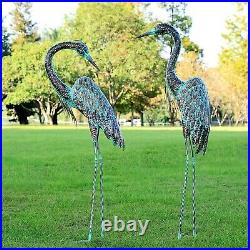 Metal Heron Statue Sculpture Garden Bird Yard Art Decor Lawn Outdoor Patio Set