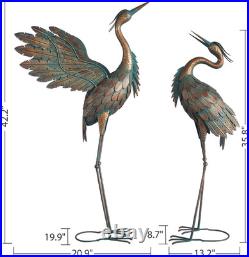 Metal Heron Yard Art, Standing Garden Sculptures & Statues for Outdoor Decor, 38