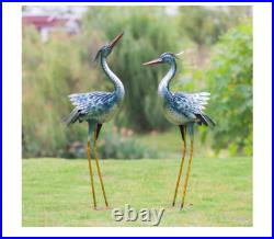 Metal Herons Statue Sculpture Garden Birds Yard Art Decor Lawn Outdoor Cranes