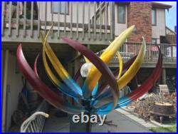 Metal Kinetic Wind Spinner Solar Garden Sculpture Yard Art Large Windmill Decor