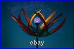 Metal Kinetic Wind Spinner Solar Garden Sculpture Yard Art Large Windmill Decor