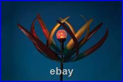 Metal Kinetic Wind Spinner Solar Garden Sculpture Yard Art Large Windmill Decor