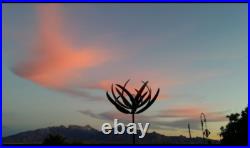 Metal Kinetic Wind Spinner Solar Garden Sculpture Yard Art Large Windmill Decor