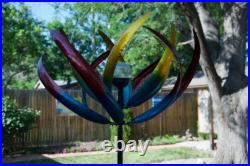 Metal Kinetic Wind Spinner Solar Garden Sculpture Yard Art Large Windmill Decor