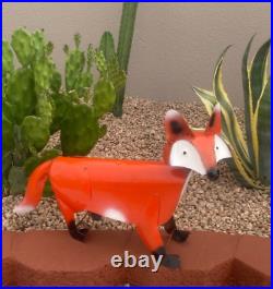 Metal Orange Fox Yard Art Garden Decor