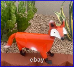 Metal Orange Fox Yard Art Garden Decor