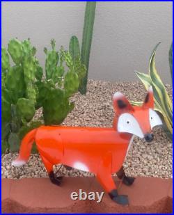 Metal Orange Fox Yard Art Garden Decor