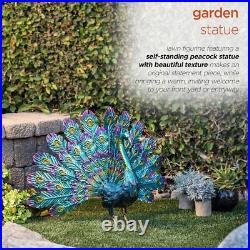 Metal Peacock Garden Decor Sculpture Yard Lawn Patio Art Home Statue Ornament