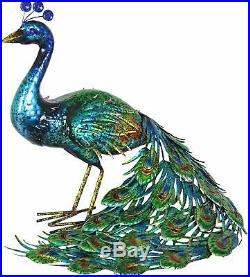 Metal Peacock Garden Decor Sculpture Yard Lawn Pond Patio Art Home Statue Porch