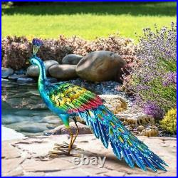 Metal Peacock Garden Decor Sculpture Yard Lawn Pond Patio Art Home Statue Porch