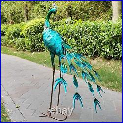 Metal Peacock Garden Decor Sculpture Yard Lawn Pond Patio Art Home Statue Porch