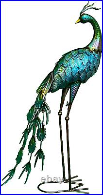 Metal Peacock Garden Decor Sculpture Yard Lawn Pond Patio Art Home Statue Porch