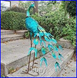 Metal Peacock Garden Decor Sculpture Yard Lawn Pond Patio Art Home Statue Porch