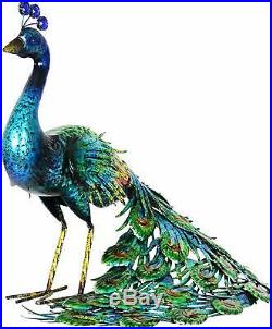 Metal Peacock Garden Decor Sculpture Yard Lawn Pond Patio Art Home Statue Porch