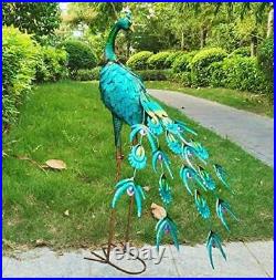 Metal Peacock Garden Decor Sculpture Yard Lawn Pond Patio Art Home Statue Porch