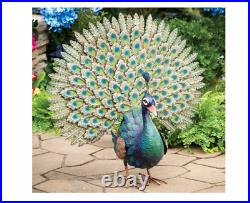 Metal Peacock Porch Garden Statue Bird Sculpture Art Lawn Outdoor Yard Figurine