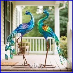 Metal Peacock Statue Garden Decor Yard Art Decoration Outdoor Sculpture, Set