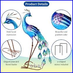 Metal Peacock Statue Garden Decor Yard Art Decoration Outdoor Sculpture, Set
