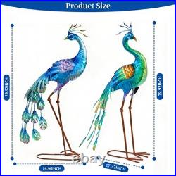 Metal Peacock Statue Garden Decor Yard Art Decoration Outdoor Sculpture, Set o