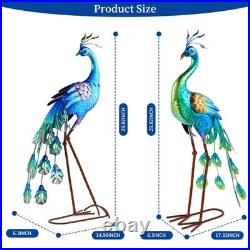 Metal Peacock Statue Garden Decor Yard Art Decoration Outdoor Sculpture, Set o