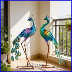 Metal Peacock Statue Garden Decor Yard Art Decoration Outdoor Sculpture, Set o