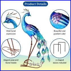 Metal Peacock Statue Garden Decor Yard Art Decoration Outdoor Sculpture, Set o