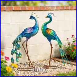 Metal Peacock Statue Garden Decor Yard Art Decoration Outdoor Sculpture, Set o