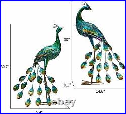 Metal Peacock Statue Sculpture Bird Art Decor Home Modern Yard Patio Lawn Porch