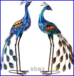 Metal Peacock Statue Sculpture Bird Art Decor Home Modern Yard Patio Lawn Porch