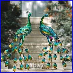 Metal Peacock Statue Sculpture Bird Art Decor Home Modern Yard Patio Lawn Porch