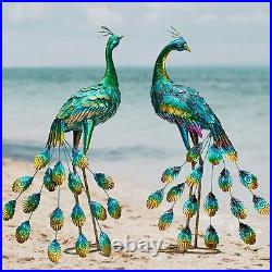 Metal Peacock Statue Sculpture Bird Art Decor Home Modern Yard Patio Lawn Porch