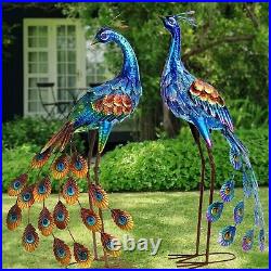 Metal Peacock Statue Sculpture Bird Art Decor Home Modern Yard Patio Lawn Porch