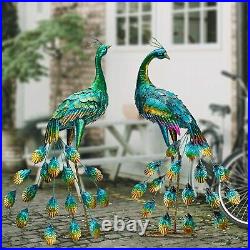 Metal Peacock Statue Sculpture Bird Art Decor Home Modern Yard Patio Lawn Porch