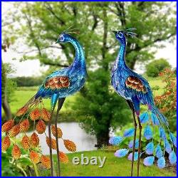 Metal Peacock Statue Sculpture Bird Art Decor Home Modern Yard Patio Lawn Porch