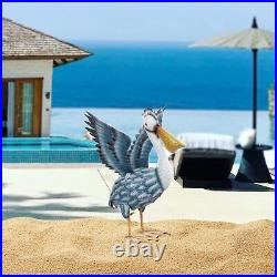 Metal Pelican Garden Statue Decor Blue Sculpture Bird Art Porch Home yard birds
