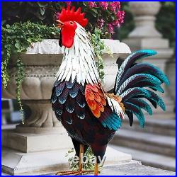 Metal Rooster Garden Decor Sculpture Yard Lawn Pond Patio Art Home Statue Porch