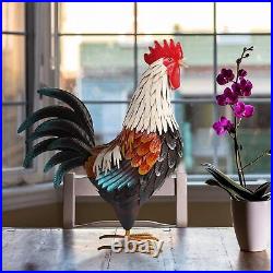 Metal Rooster Garden Decor Sculpture Yard Lawn Pond Patio Art Home Statue Porch