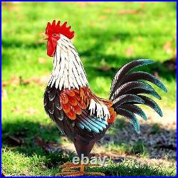 Metal Rooster Garden Decor Sculpture Yard Lawn Pond Patio Art Home Statue Porch