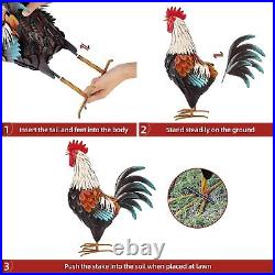 Metal Rooster Garden Decor Sculpture Yard Lawn Pond Patio Art Home Statue Porch