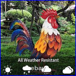 Metal Rooster Garden Statues & Sculptures, Chicken Yard Art Decor Standing Anima