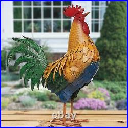 Metal Rooster Statue Garden Decor Chicken Cock Sculpture Yard Lawn Patio Art New