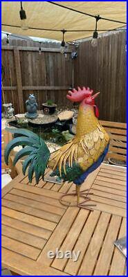 Metal Rooster Statue Garden Decor Chicken Cock Sculpture Yard Lawn Patio Art New