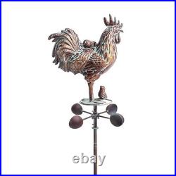 Metal Rooster withChicks Sculptures Statues, Outdoor Garden Yard Decor, 79 Large