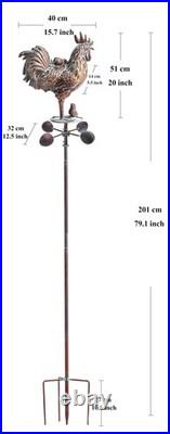 Metal Rooster withChicks Sculptures Statues, Outdoor Garden Yard Decor, 79 Large