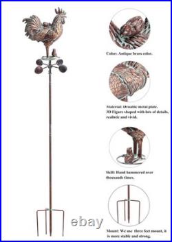 Metal Rooster withChicks Sculptures Statues, Outdoor Garden Yard Decor, 79 Large