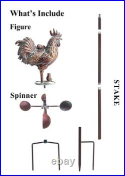 Metal Rooster withChicks Sculptures Statues, Outdoor Garden Yard Decor, 79 Large