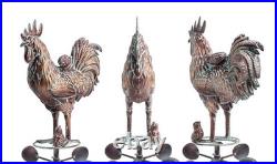 Metal Rooster withChicks Sculptures Statues, Outdoor Garden Yard Decor, 79 Large